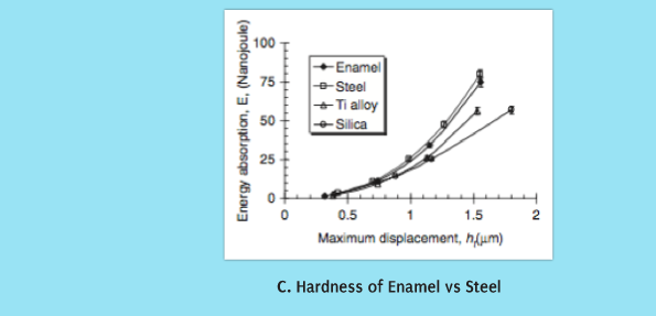 C Hardness of Enamel v's Steel
